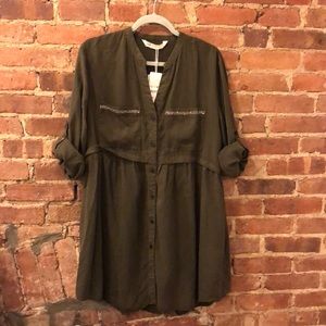Zara army green dress /tunic with sparkle detail